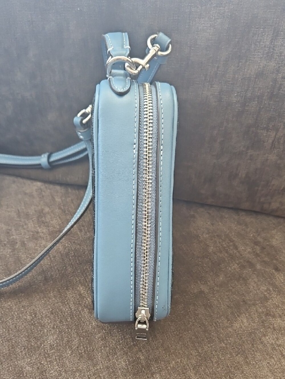 Coach Black Signature Crossbody with Light Blue Trim - Picture 5 of 8